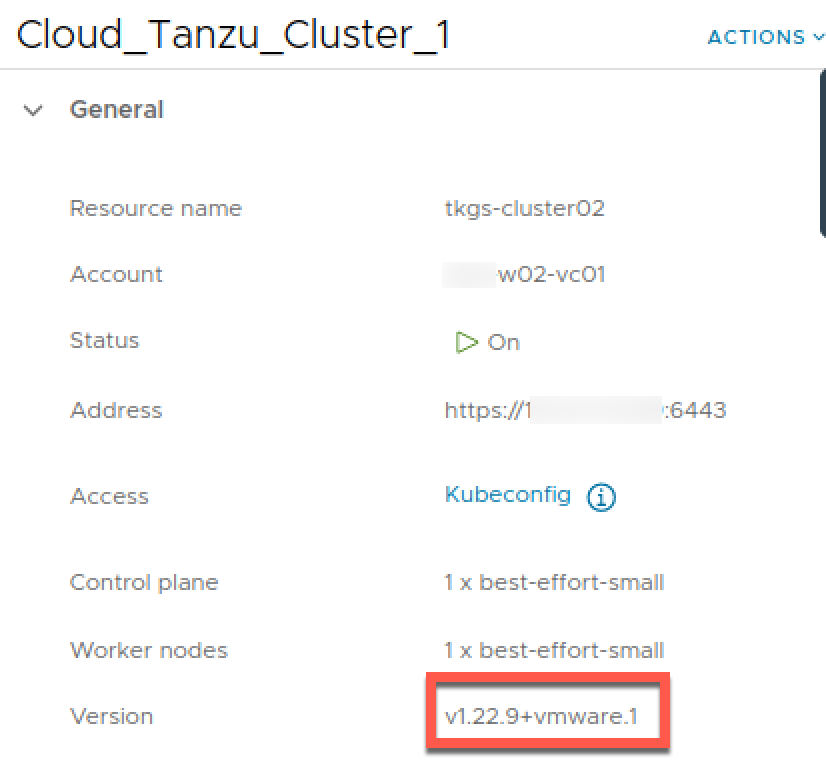 Cluster with old Kubernetes version