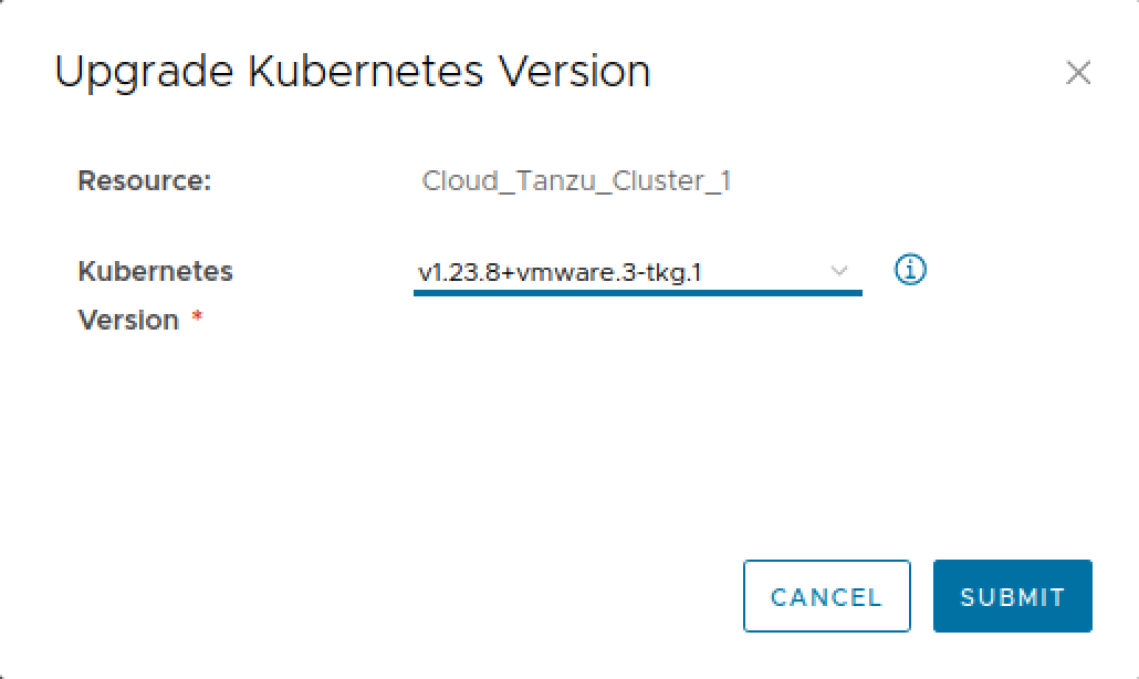 Upgrade version on cluster