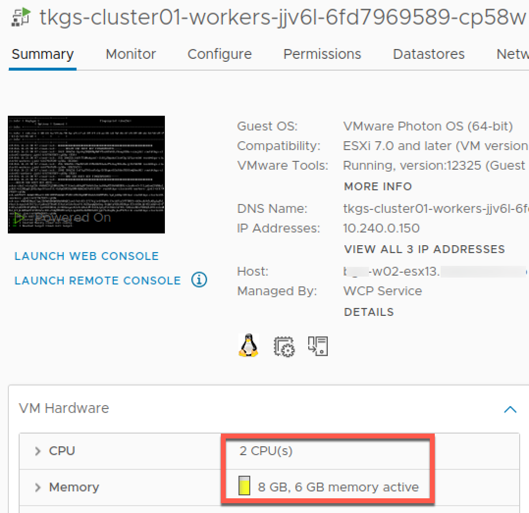 vCenter VM config