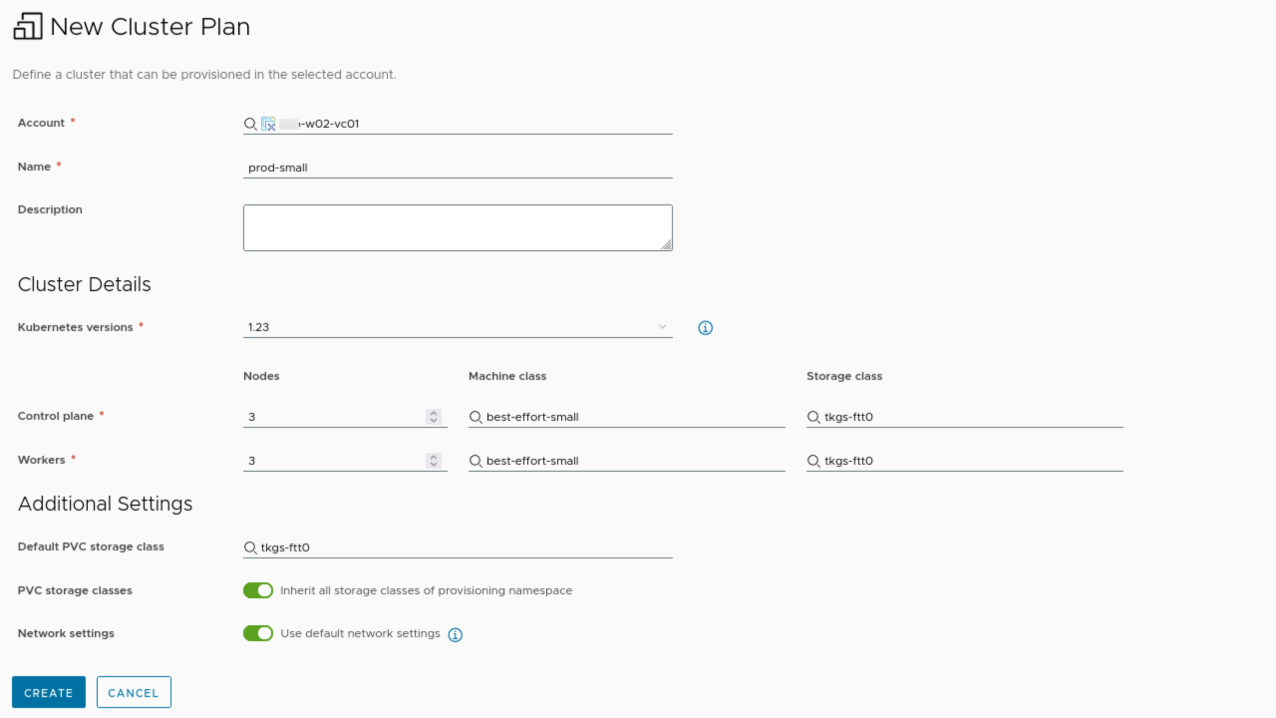 Small Prod cluster plan