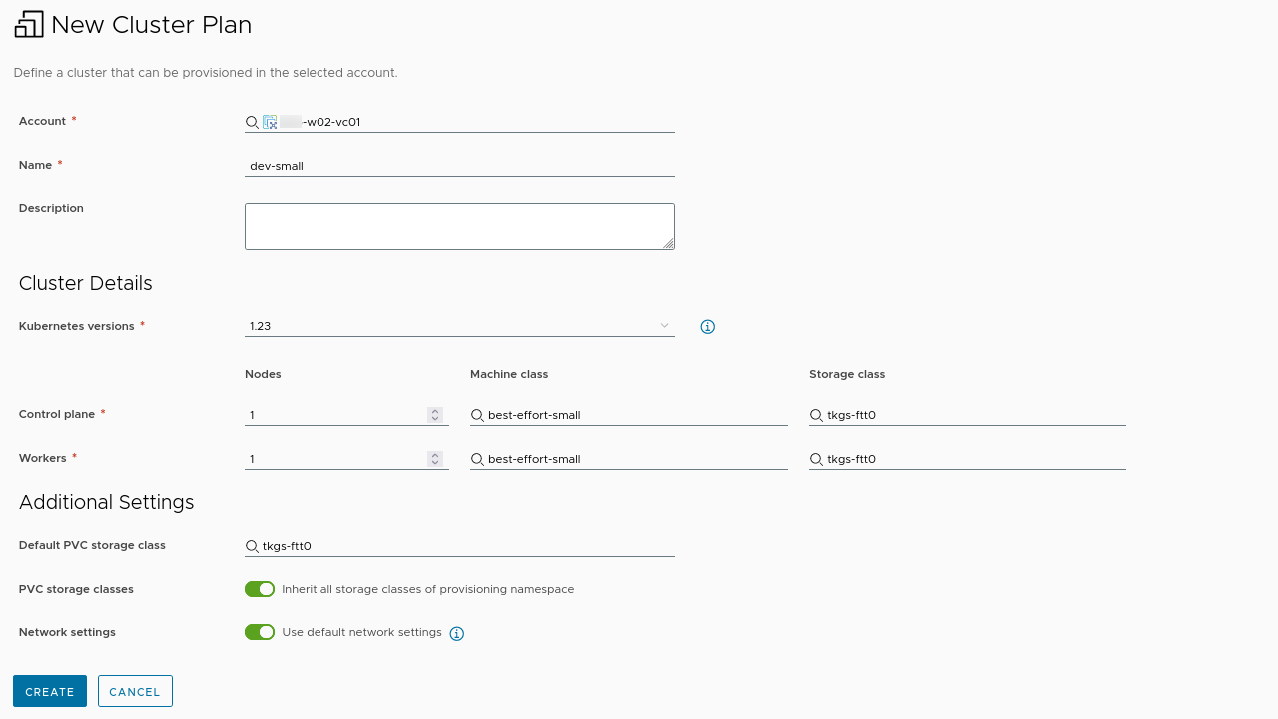 Small Dev cluster plan