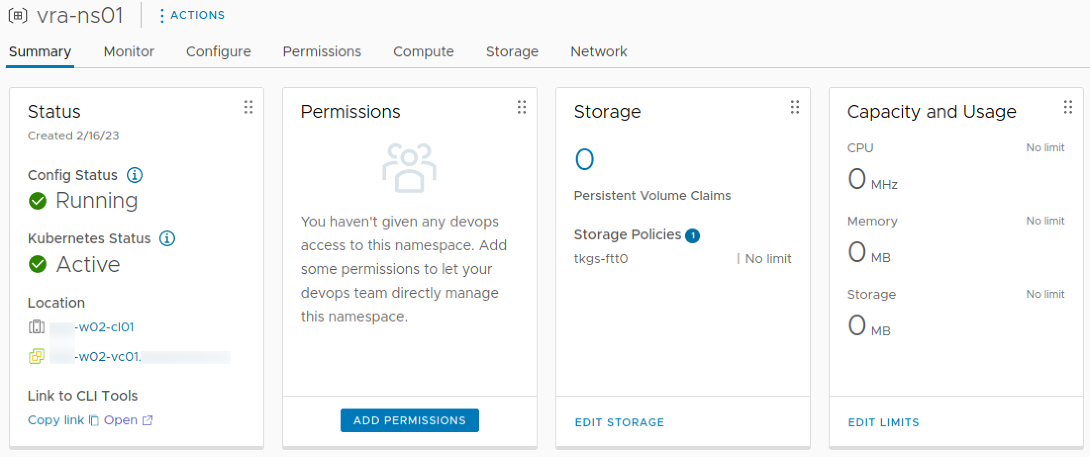 vSphere namespace