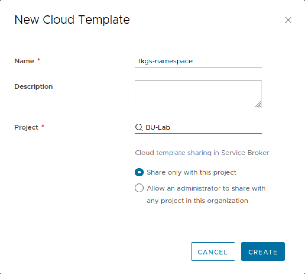 Create new Cloud Template