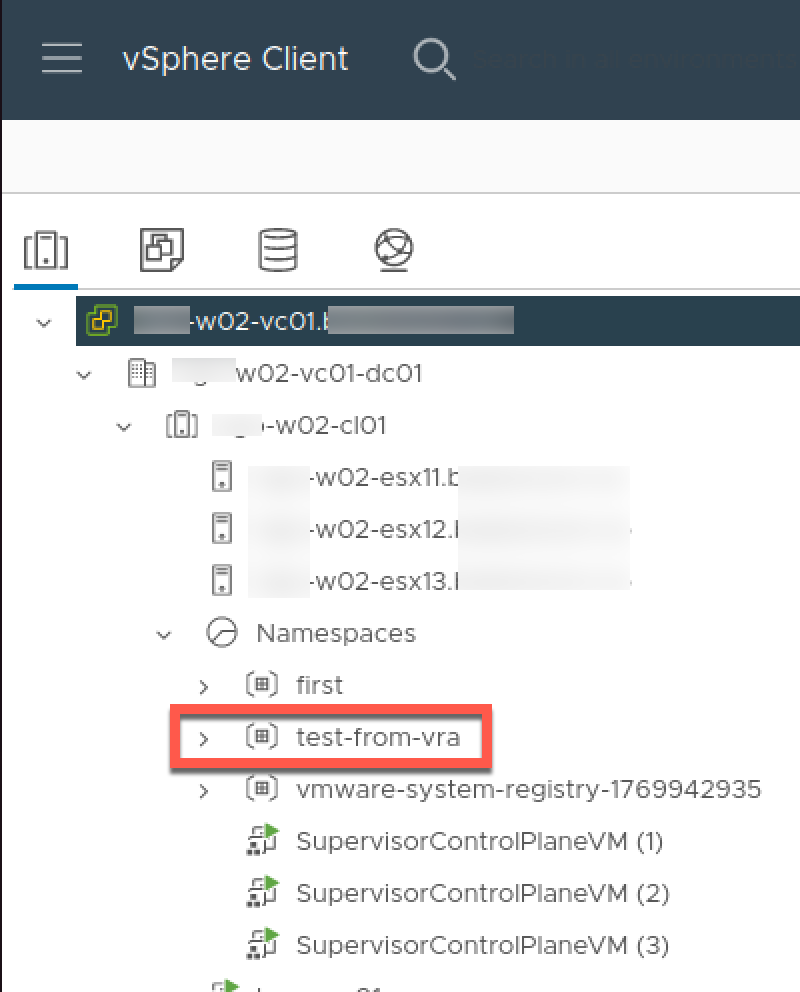vSphere namespaces