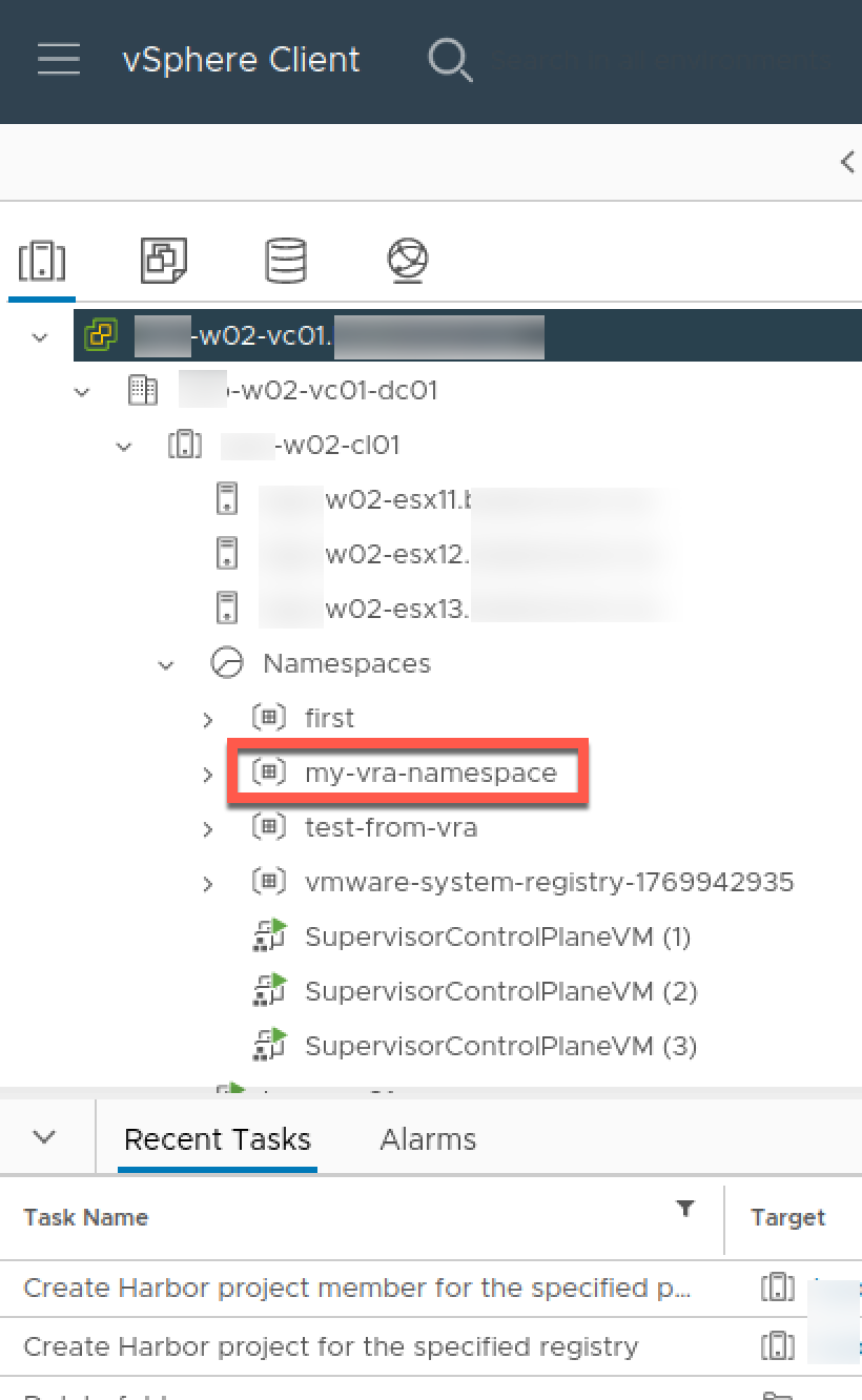 vSphere namespaces