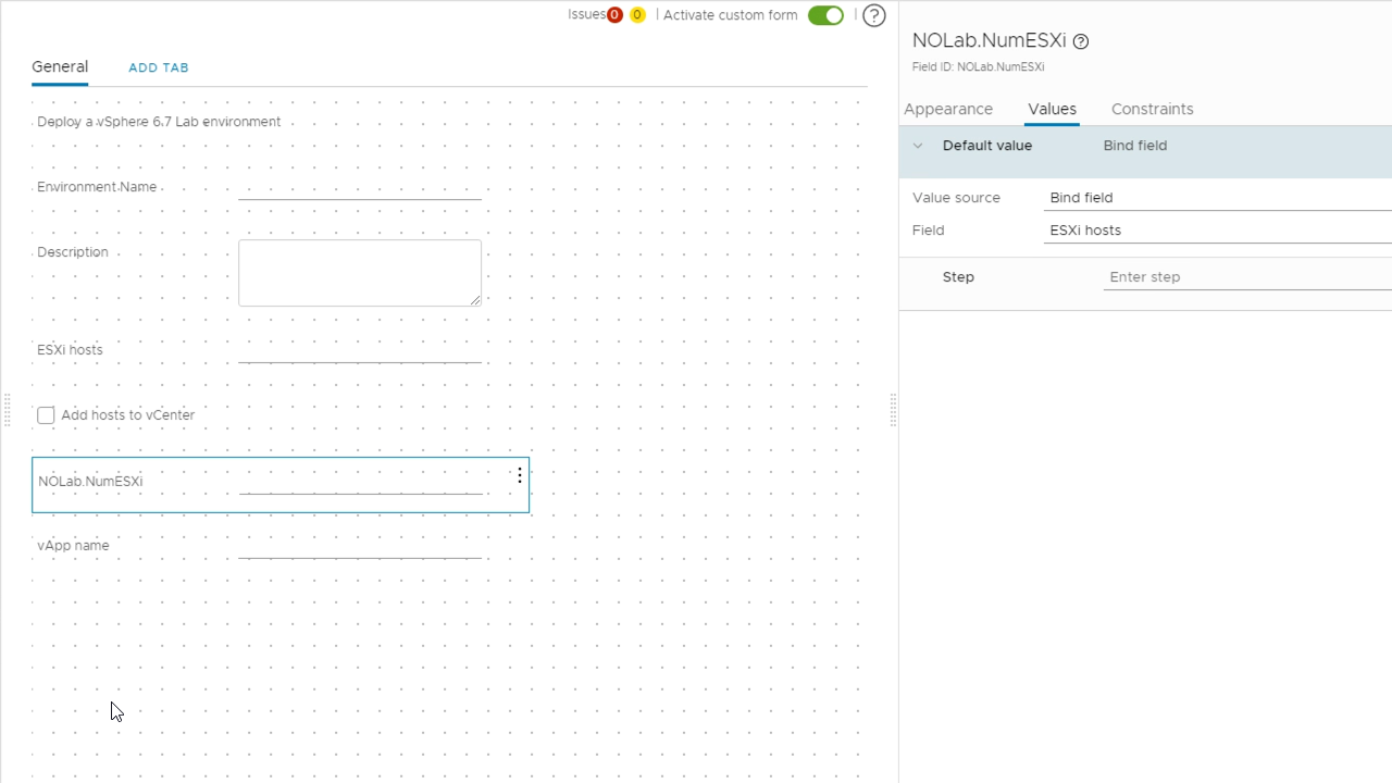 vRA create blueprint form