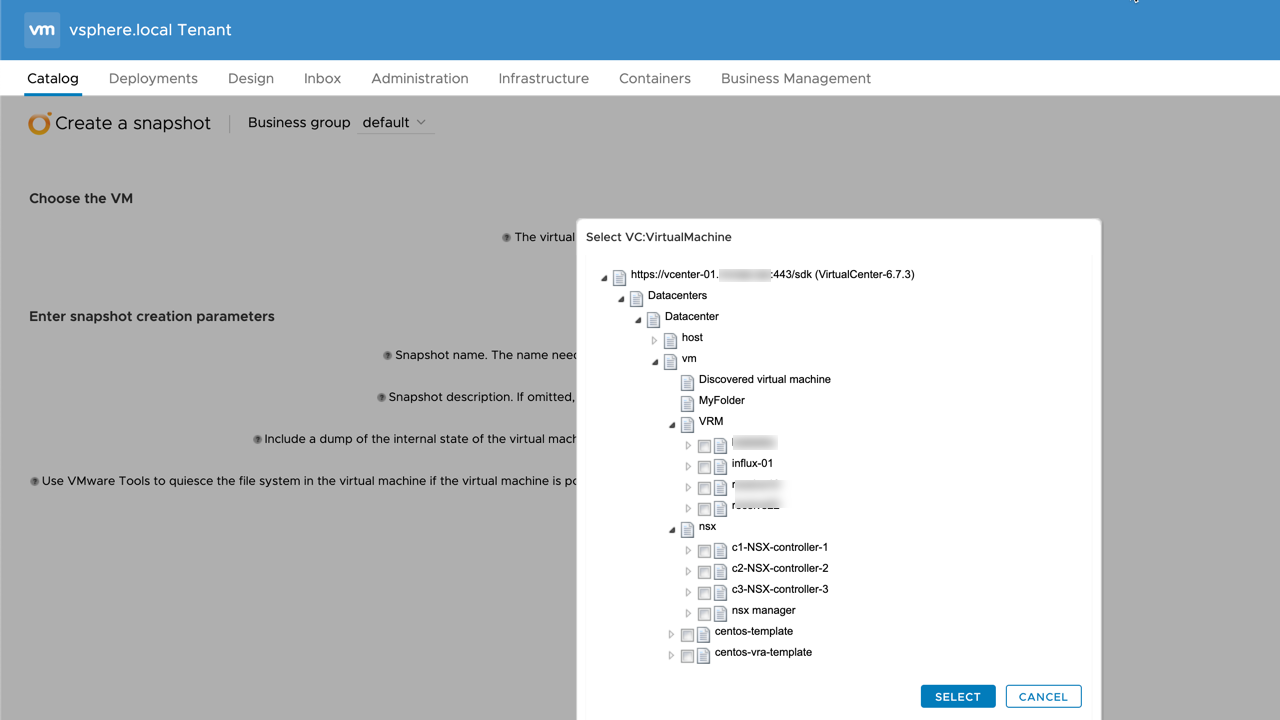 vRA tree input