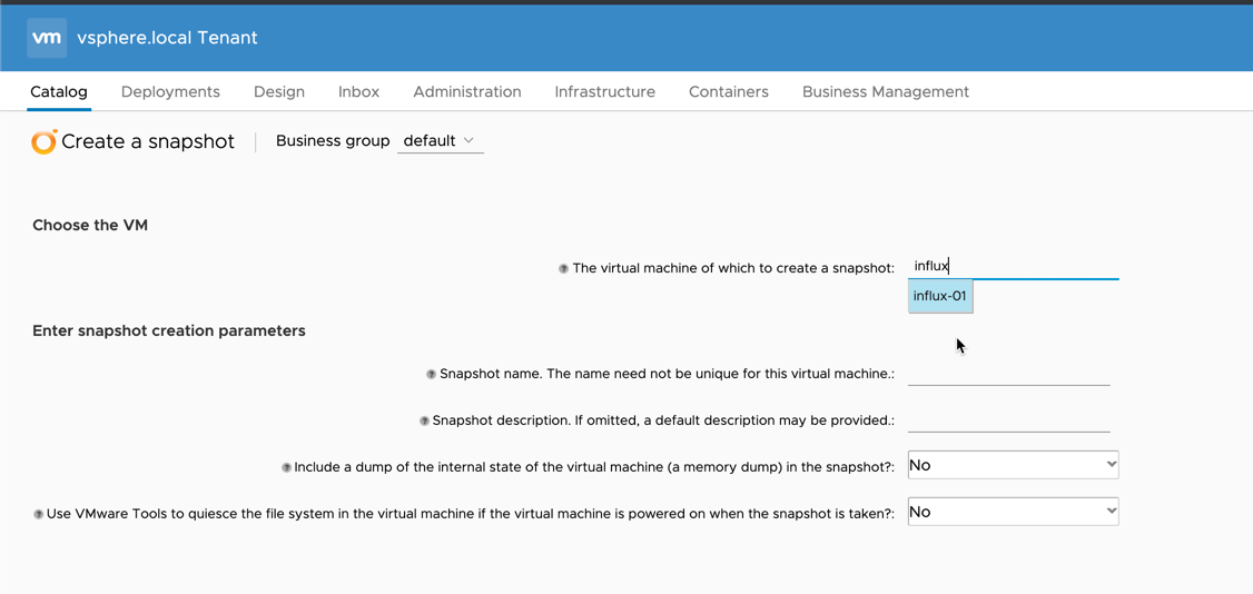 vRA search input