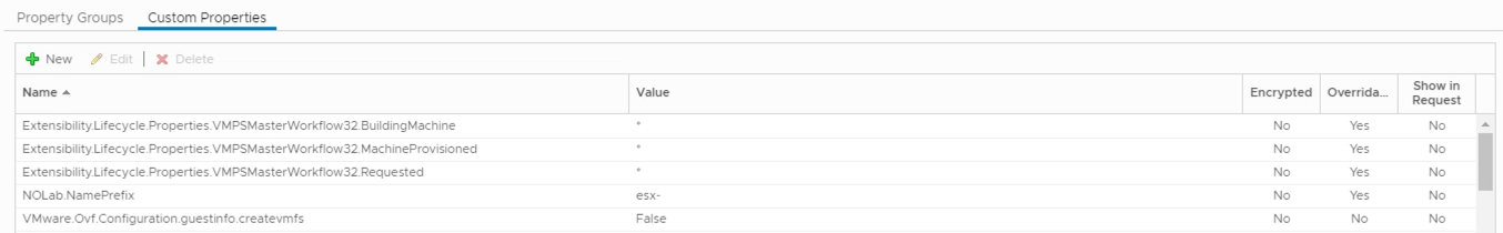 vRA Blueprint component custom properties