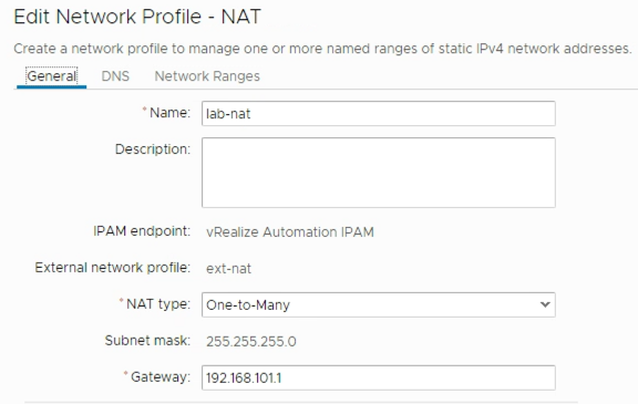 NAT network profile