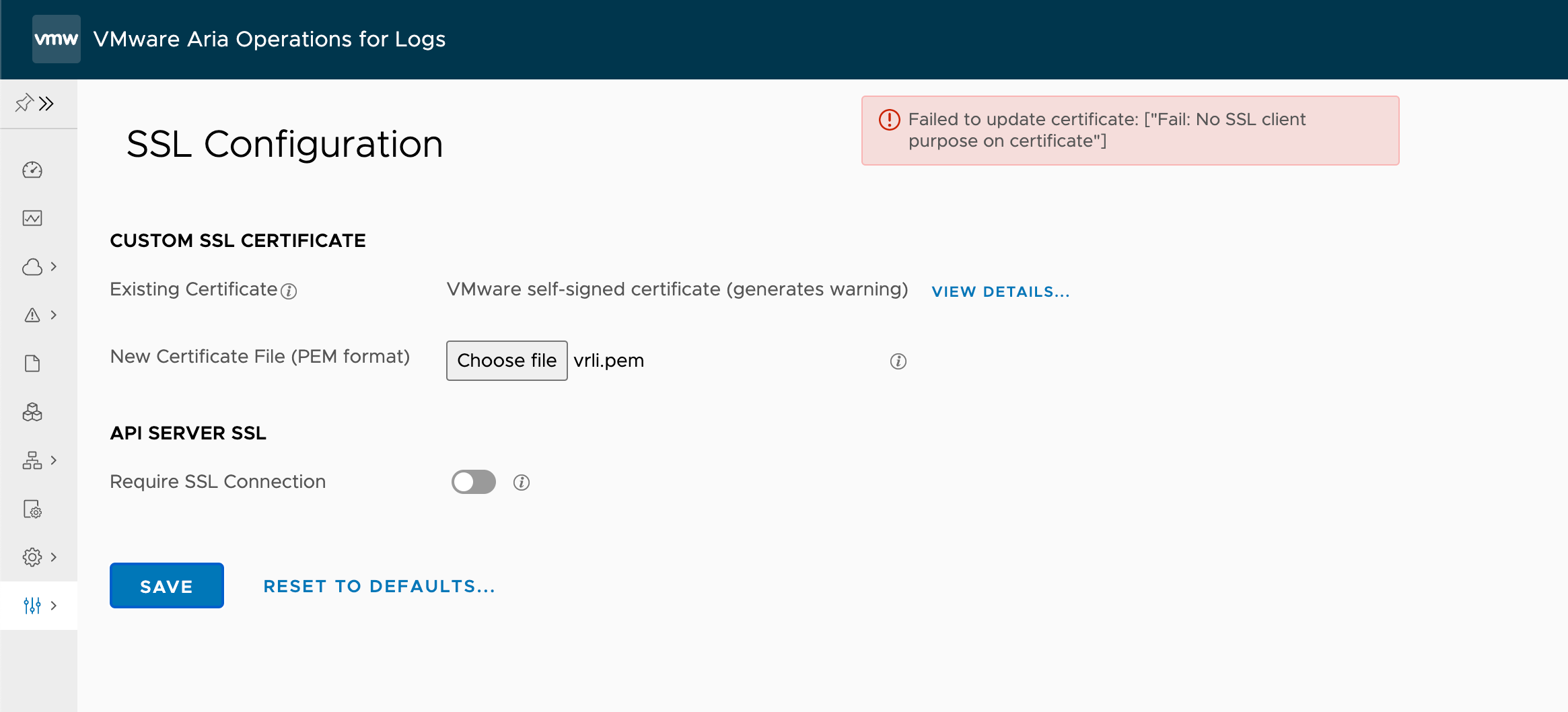 SSL client purpose missing