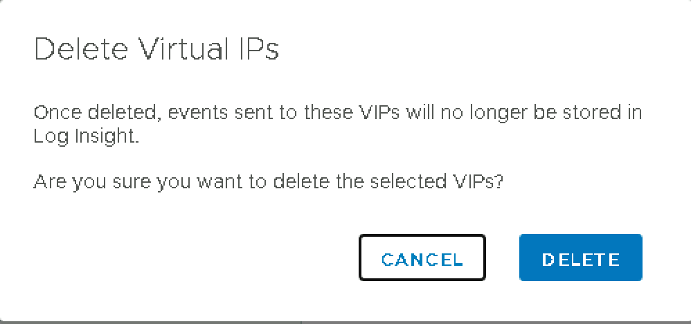 Delete virtual ip