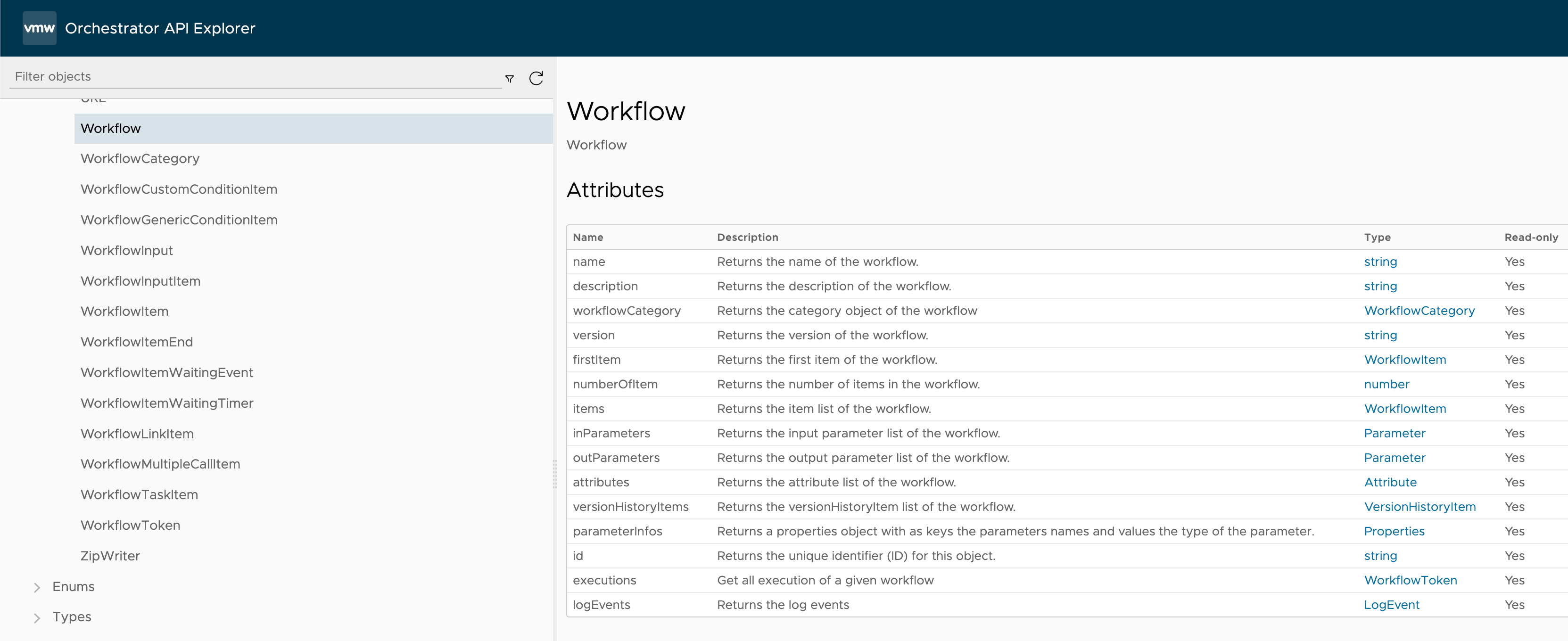 vRO Workflow object