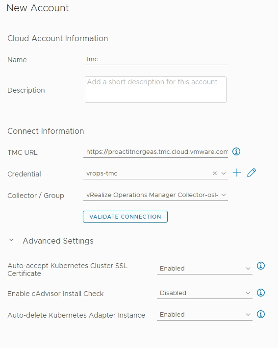 TMC Account details