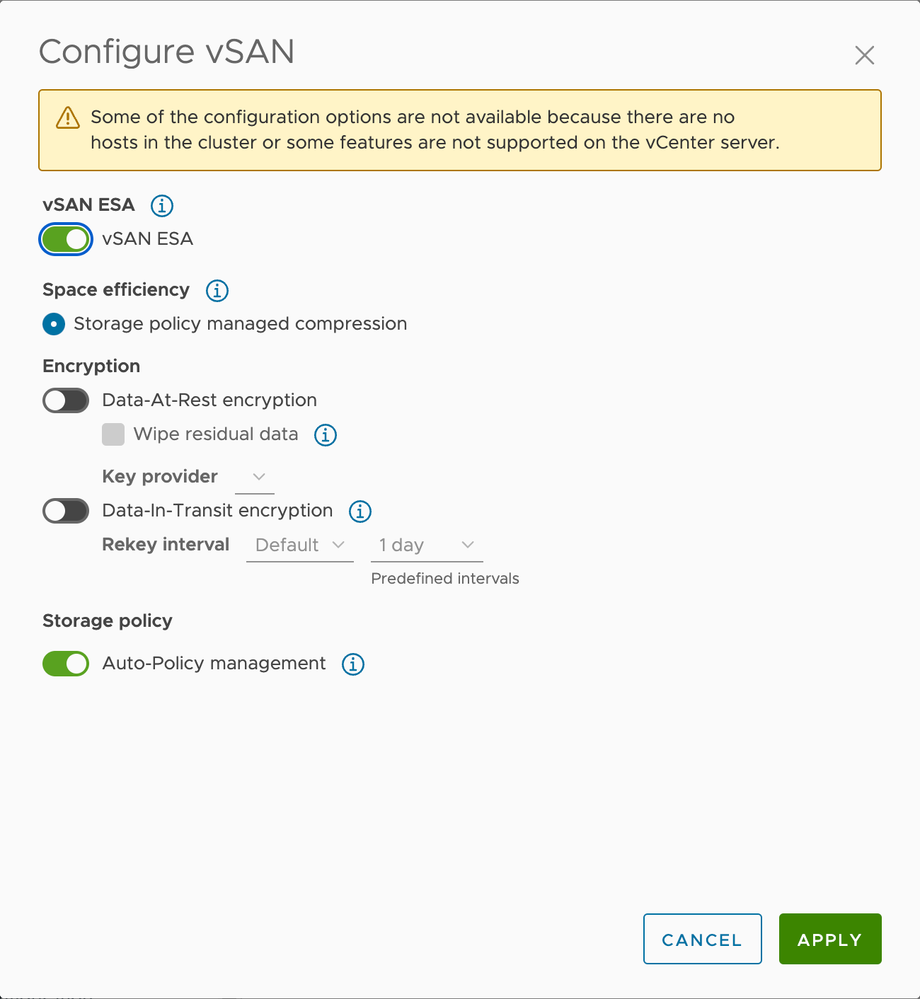 Enable vSAN on cluster