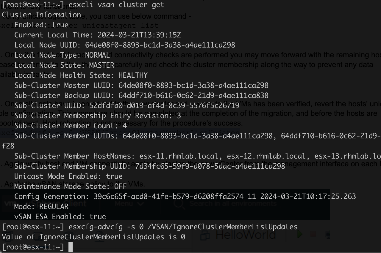 Verify cluster and turn Cluster updates back on